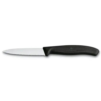 Victorinox Swiss Classic nóż 8cm, czarne, ostrze ząbkowane
